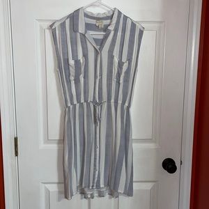 Blue and white striped dress
